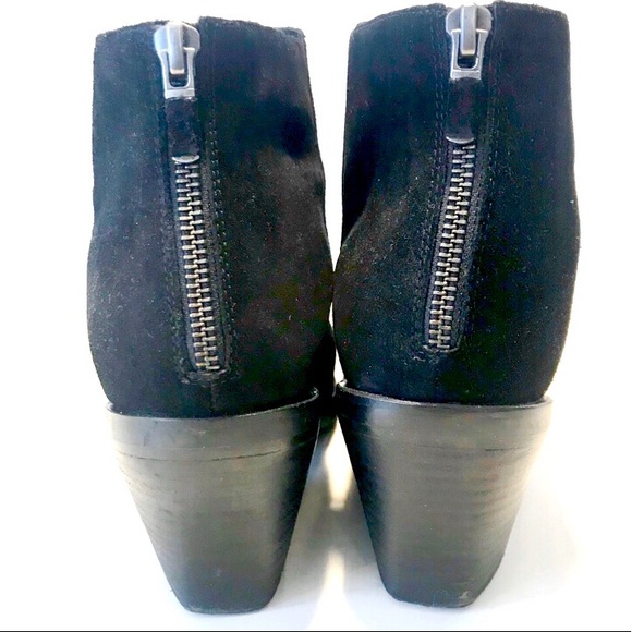 EILEEN FISHER Black Ankle Boots Suede Block Heel 9 - Picture 5 of 6